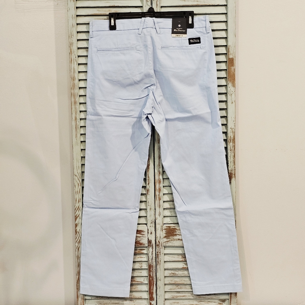 NWT BEN SHERMAN Pant Mens 32x32 Cerulean Blue Stretch Straight Fit Chino Trouser - Picture 8 of 10